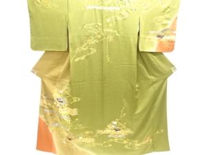 金彩地紙に草花模様一ツ紋訪問着